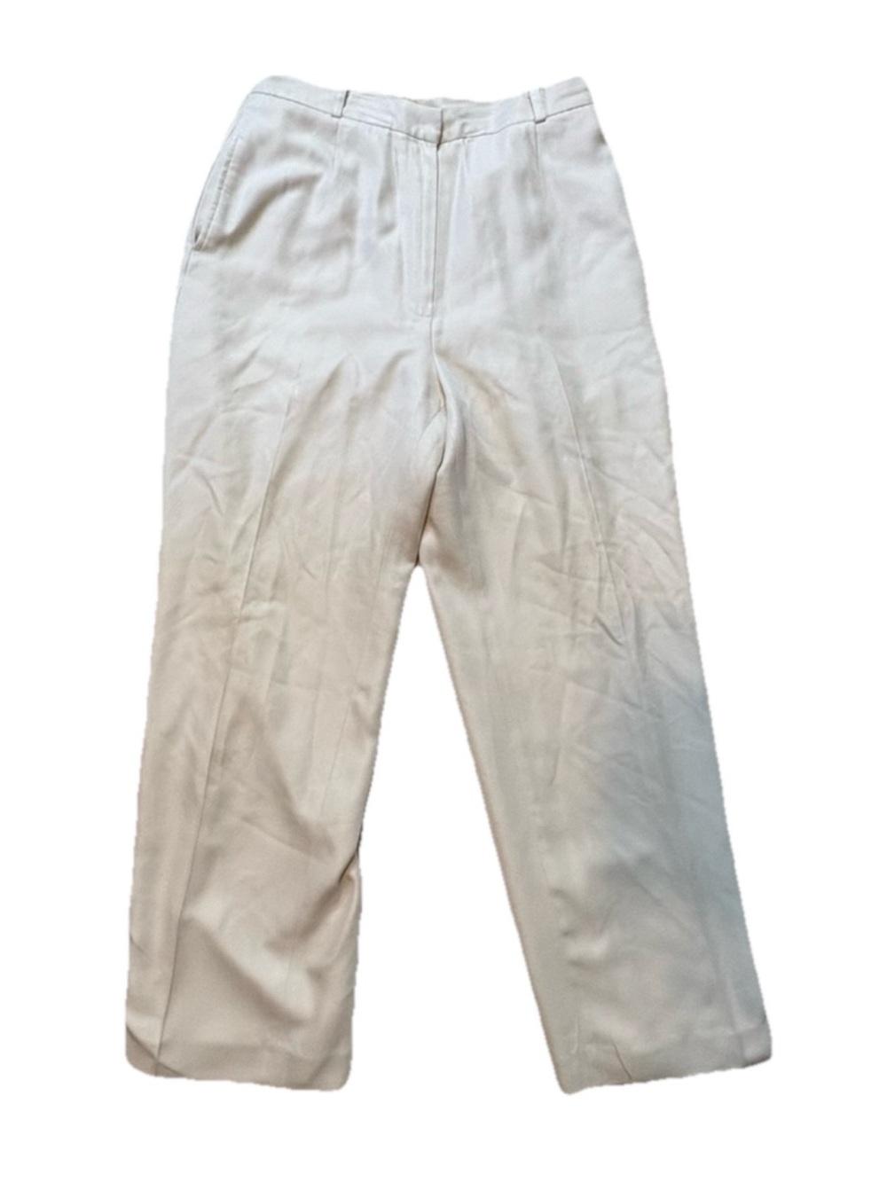 Talbots Petites Pure Silk Tailored Straight Leg Dress Pants Cream Size 8P - Picture 2 of 4